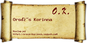 Orsós Korinna névjegykártya